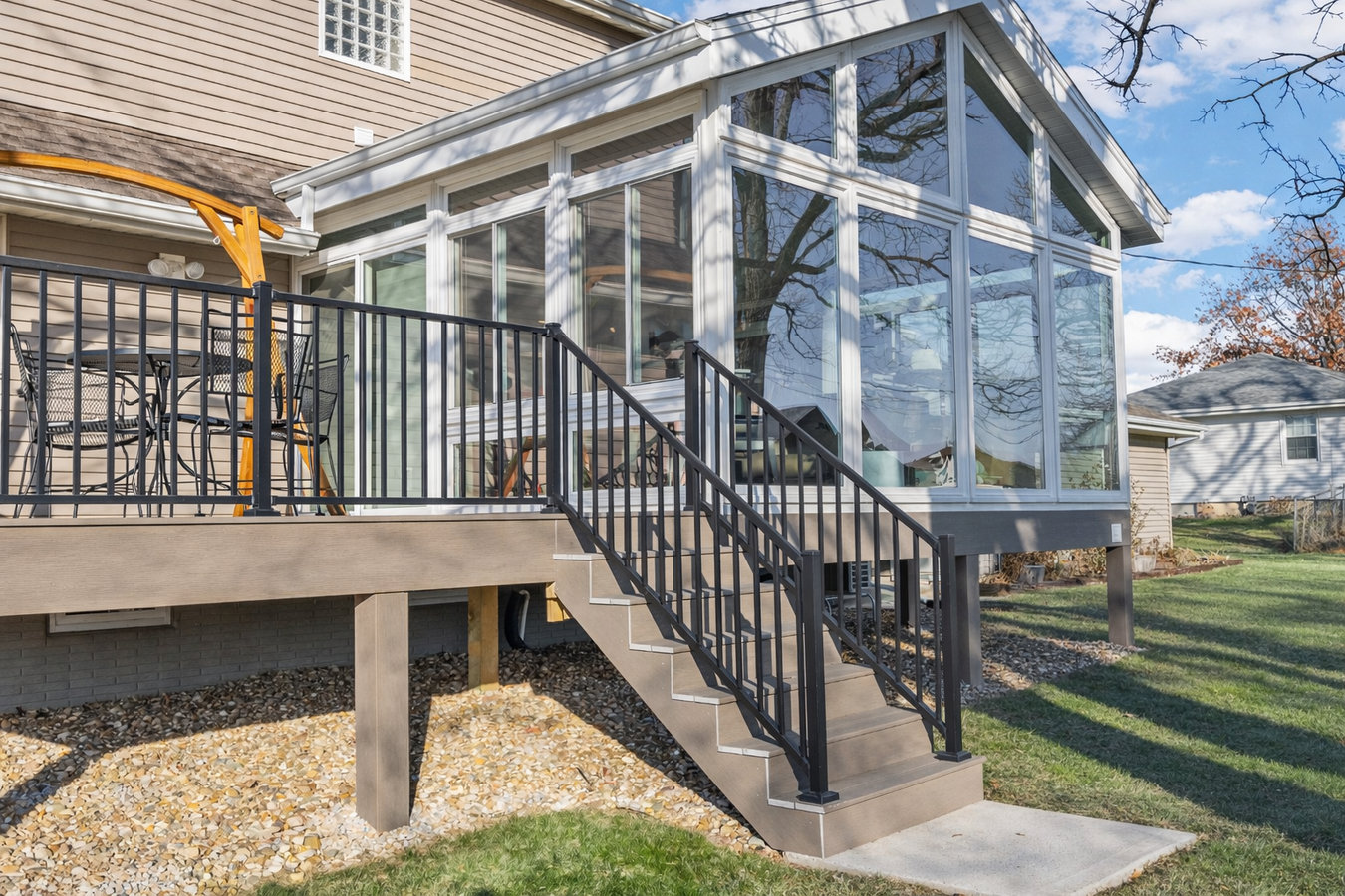 Deck-to-sunroom conversion