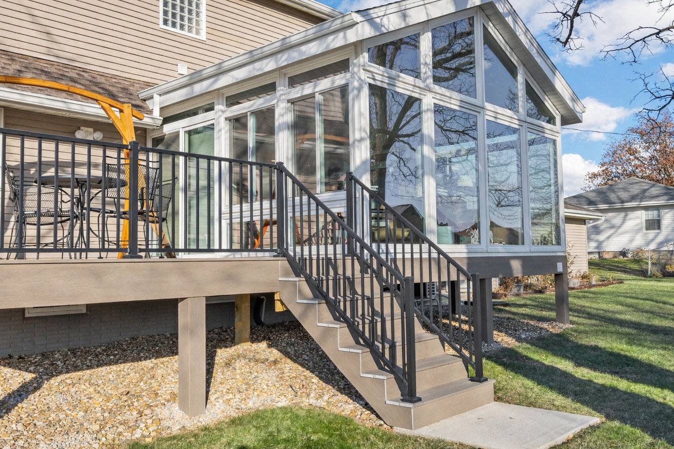 Patio-to-sunroom conversion